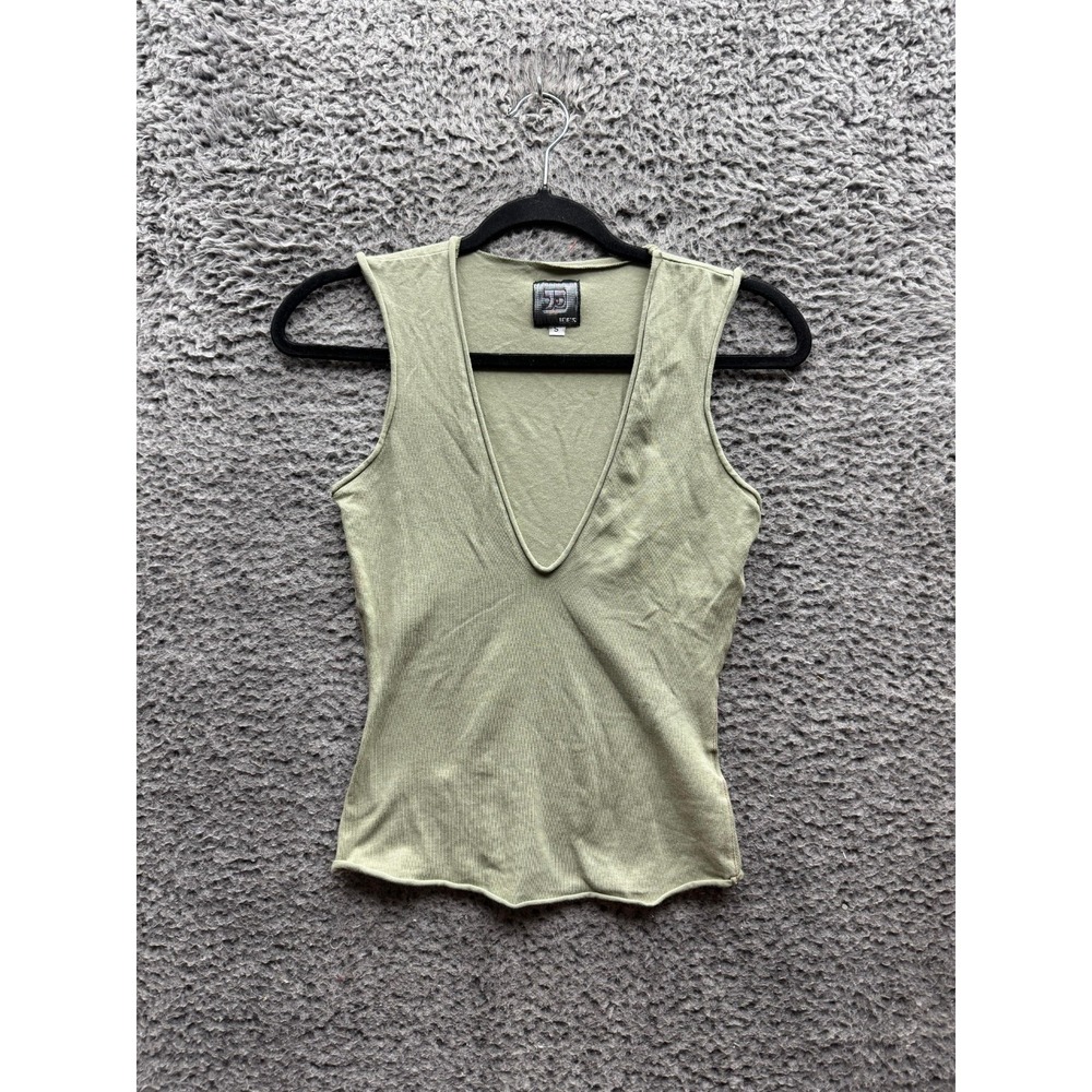 Joe's Jeans Deep V-Neck Cropped Sleeveless Tank Top Sage Green Womens Size S